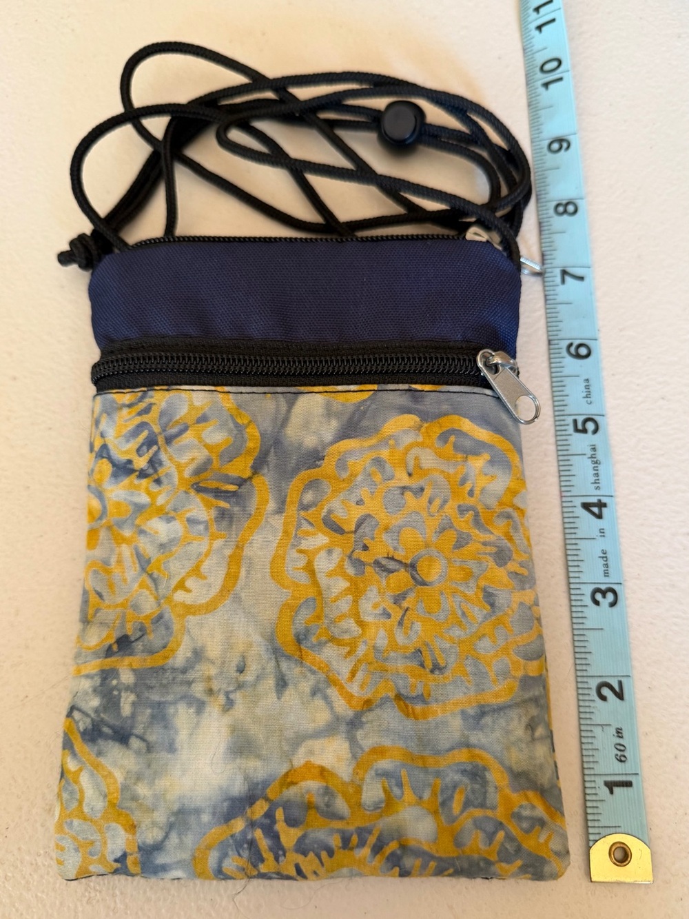 Crossbody Phone Pouch in Navy and Mustard Floral
